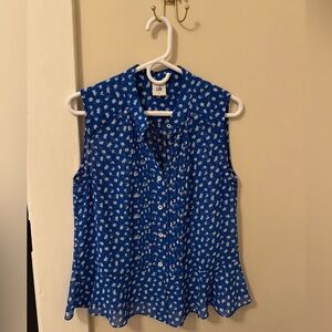 CAbi Blue Patterned Sleeveless Blouse